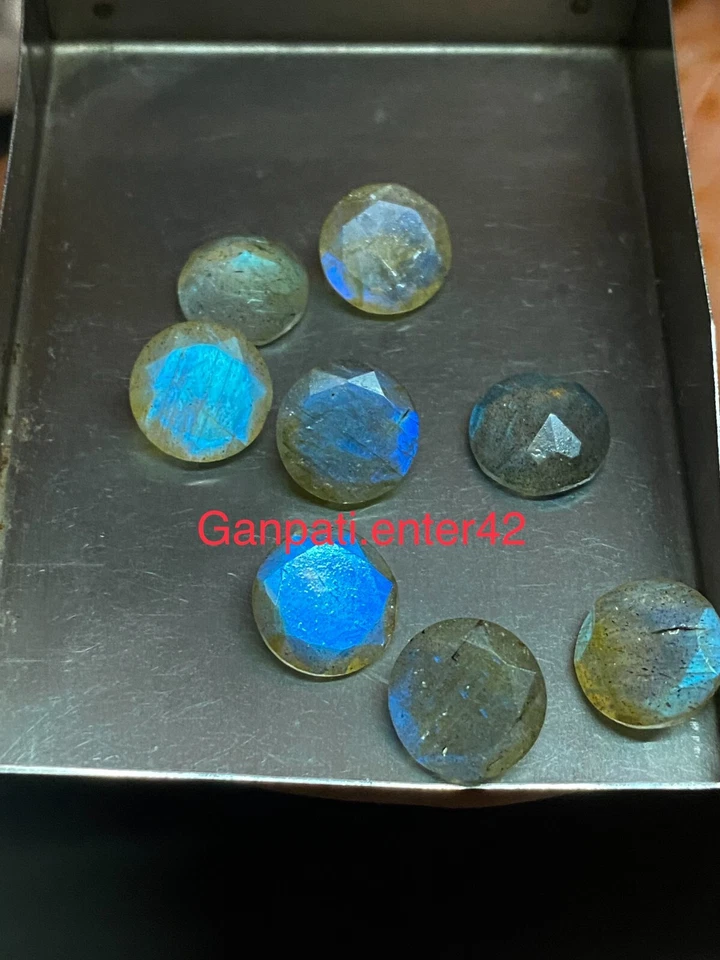 Pedra preciosa solta labradorita facetada corte redondo 8x8 mm calibrada natural tamanho E - Imagem 2 de 4