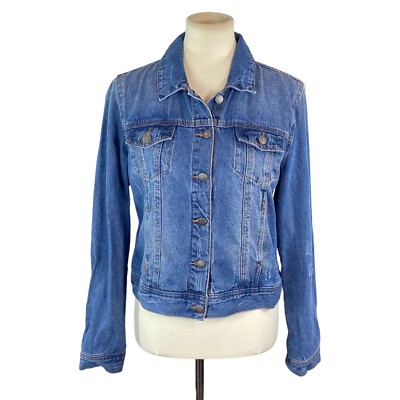 Ashley Vintage Charm Womans Denim Jean Jacket Sz L Blue Light