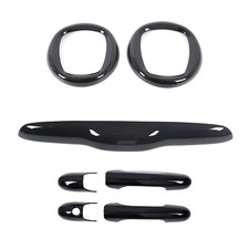 Gloss Black Front Door Handle Badge Cover Trim Kits For Fiat 500 2010-2023 7pcs