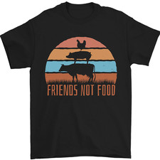 Vegetarian Animals Friends Not Food Vegan 2 Mens T-Shirt 100 Cotton