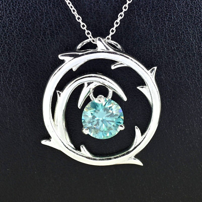 3.70 Ct Certified Treated Lovely Blue Diamond Solitaire Pendant In 925 Silver