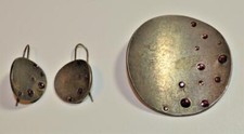 Signé Delphine Nardin Paris Ton Argenté Violet Stone Set Pendentif Percé D