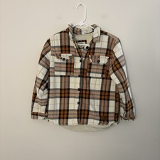 Outdoor Kids Boys XL Plaid Sherpa Button Up Jacket Orange Outdoors Fishing CB 1