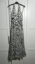 Versus by Versace Women's Silk Maxi Halter Neck Dress Leopard Print Size UK 10