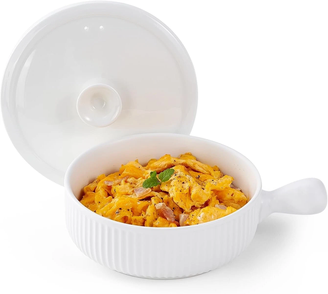 Ceramic Microwave Egg Cooker Scrambled with Lid BPA-Free Non-Stick Non-Toxic &