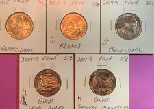 2014-S BU NATIONAL PARKS QUARTER PROOFS SET OF 5 AMERICA THE BEAUTIFUL