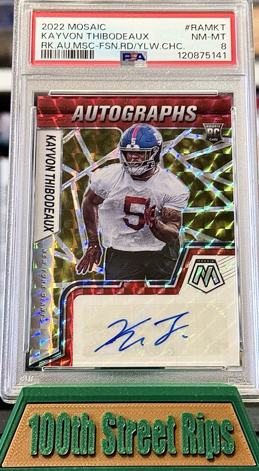 Kayvon Thibodeaux Panini Mosaic Rookie Autograph Mosaic #RAMKT Fusion Red/Yellow Choice