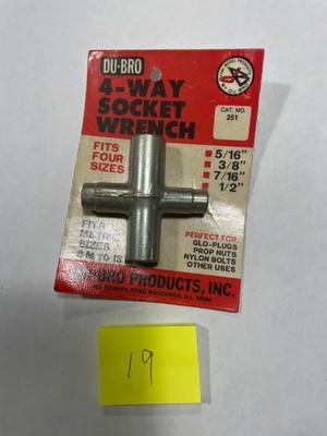 VINTAGE R/C  DU-BRO 4-WAY SOCKET WRENCH (FITS 4 SIZES  FITS METRIC)    #251