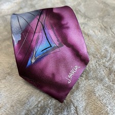 J Garcia Blue  Purple Silk Tie NWOT 3.5  Wide 59  Long Watercolor Collection
