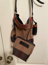 Burberry Canvas Mega Check Ashby Tassel Crossbody Bag