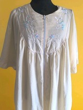 Vtg Seersucker Simply House Coat Robe Zip Front Butter Yellow Pocket Sz 1X EUC