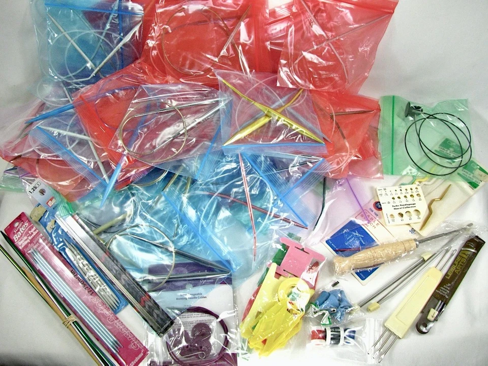 Riesiges Rundstricknadel Konvolut plus Zubehör 71 Paar gemischte Hersteller und Größe