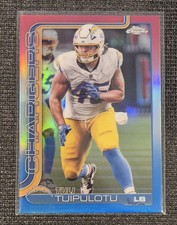 2025 Topps Chrome Football Red White Blue Refractor #163 Tuli Tuipulotu Chargers