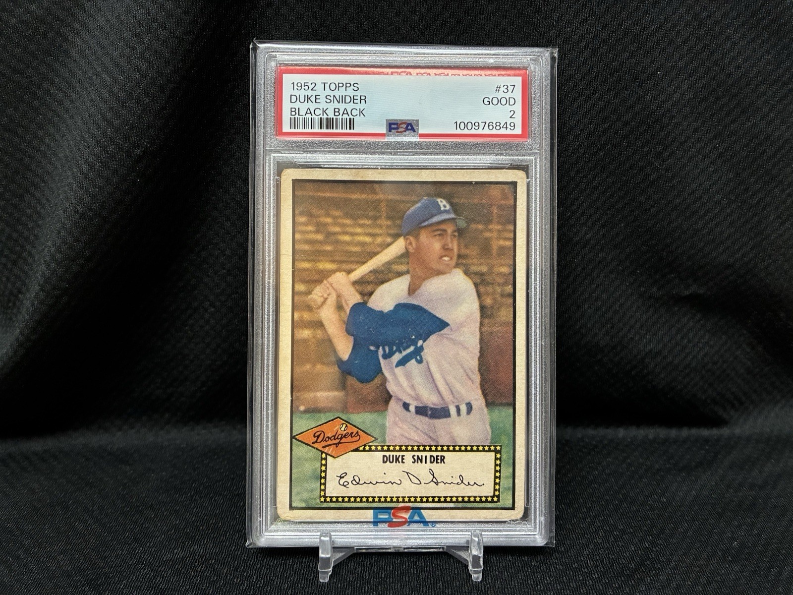 1952 Topps Duke Snider #37 Black Back Beautiful Centering PSA 2