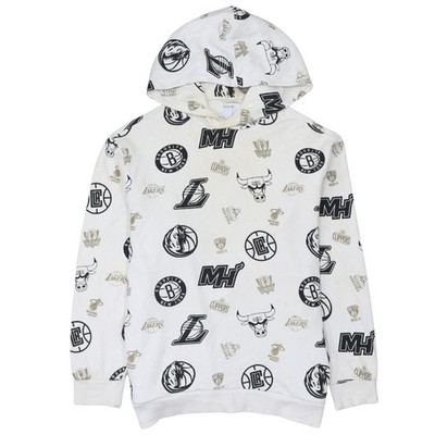 Bershka Herren weißer NBA Pullover Hoodie Gr. S Grafikdruck