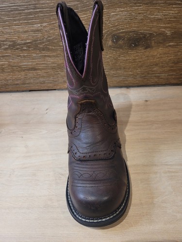 Justin Gypsy Cowboy Roper Stiefel US Größe 6 B UK 4 braun Leder Stahlkappe Qualität - Bild 7 von 23