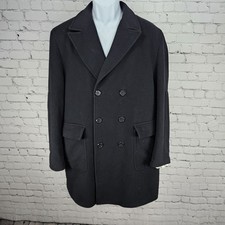 Turist Black Wool Cashmere Double Breasted Buttoned Notch Over Coat Italy 48