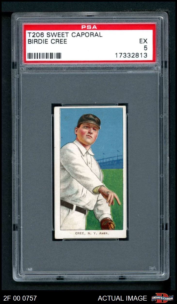 1909 T206 Birdie Cree Yankees PSA 5 - EX