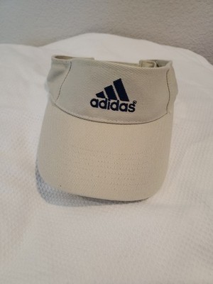 Adidas Visor, Off White with dark blue logo adjustable hook and loop