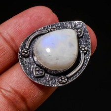 Rainbow Moonstone Gemstone Handmade Fashion Ethnic Jewelry Ring 7.75" SR 540