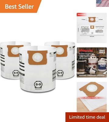 Easy to Use Disposable 3-Pack Filter Bags for 5-9 Gallon Wet/Dry Vacuums
