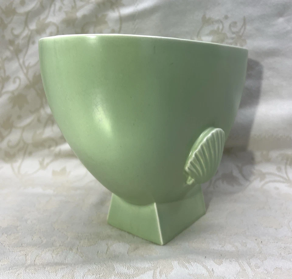 PRIMAVERA VASE COQUILLAGE COQUILLE SAINT JACQUES COLORE VERT ART DECO PARIS 1930 - Photo 3/4