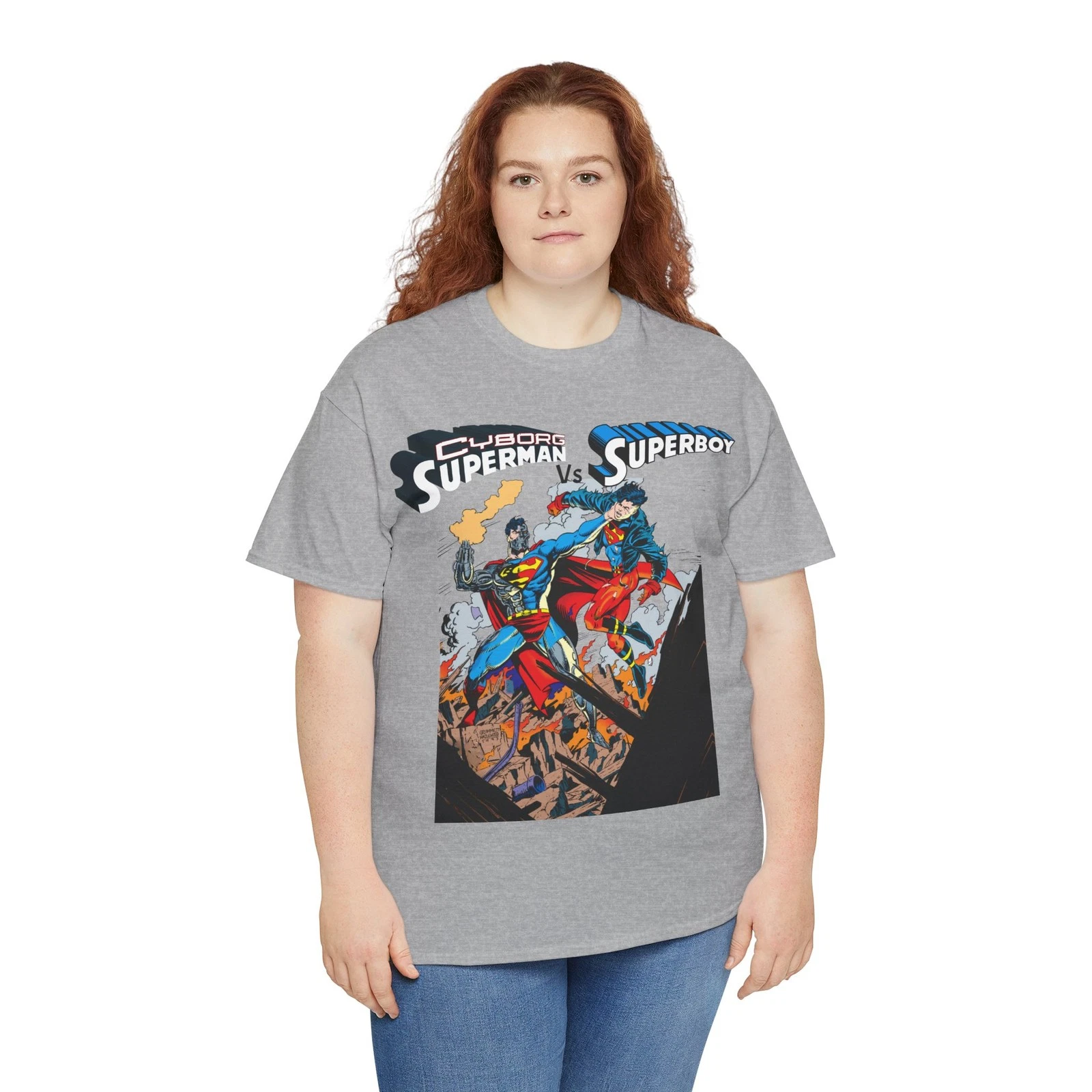 Cyborg Superman Vs Superboy T-Shirt - Tom Grummett Art - DC Comics