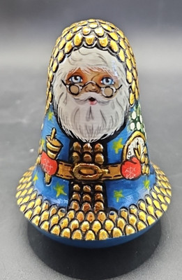 Vintage Russian Matryoshka Hand Painted Chime Wobble Blue Bell Doll Roly Poly 