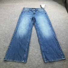 A ropostale Baggy Wide Leg Jeans Womens 6 Blue Dark Wash Sample Denim 30x32 Fall