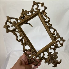 Antique NB&IW Cast Brass Vanity Mirror Picture Frame Rococo Baroque Circa 1900