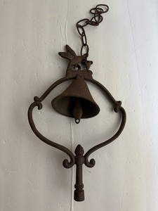 Vintage Cast Hanging Bell Metal Hanging Bell Hummingbird Rustic HomeGarden Decor