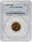 1909 VDB Lincoln Cent MS63RB PCGS