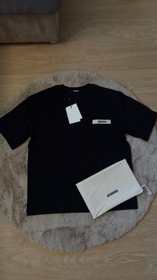 Jacquemus T-Shirt Gros Grain schwarz Baumwolle uni Kurzarm Größe L