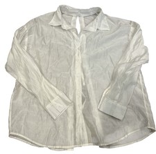 Oversized White Sheer Button Down Shirt Blous...