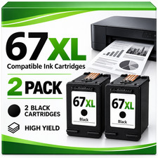 2PK 67XL Ink Cartridge Black For HP ink 67 DeskJet 2700 2755 4155 Envy 6055 6455