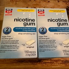 Rite Aid Nicotine Gum Sugar Free Original flavor 2mg 110ct X2 Exp 2/2026