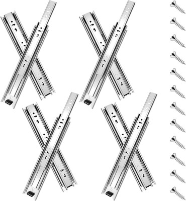16 Inch Drawer Slides 4 Pairs (8Pcs) Full Extension Ball Bearing Drawer Rails Si