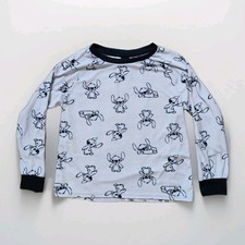 Disney Lilo  Stitch Pajama Top Long Sleeve Blue All Over Print Girls Sz S 4-6 