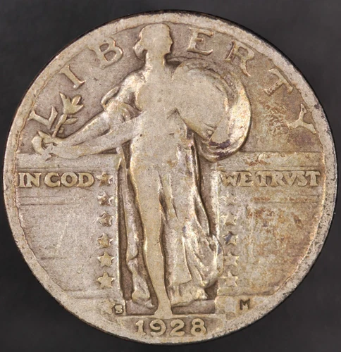 1928 S STANDING LIBERTY QUARTER FROM AN OLD COLLECTION-LOT 9767