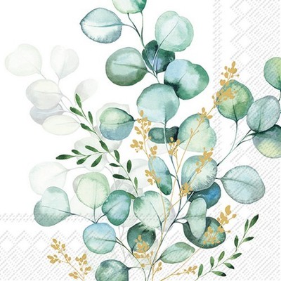 20 Servietten Eucalyptus Bouquet gold Eukalyptus Pflanze Strauß Elegant 33x33cm