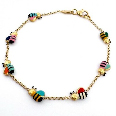 PONTE VECCHIO Honey Bee Enamel Bracelet 18K Yellow Gold 7.1in