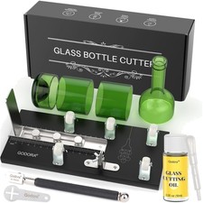 Versatile DIY Glass Bottle Cutting Set with Dual Cutting Heads Wooden Base