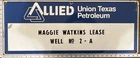 Vintage Porcelain Oil Field Sign - Allied Union Texas Petroleum Maggie Watkins