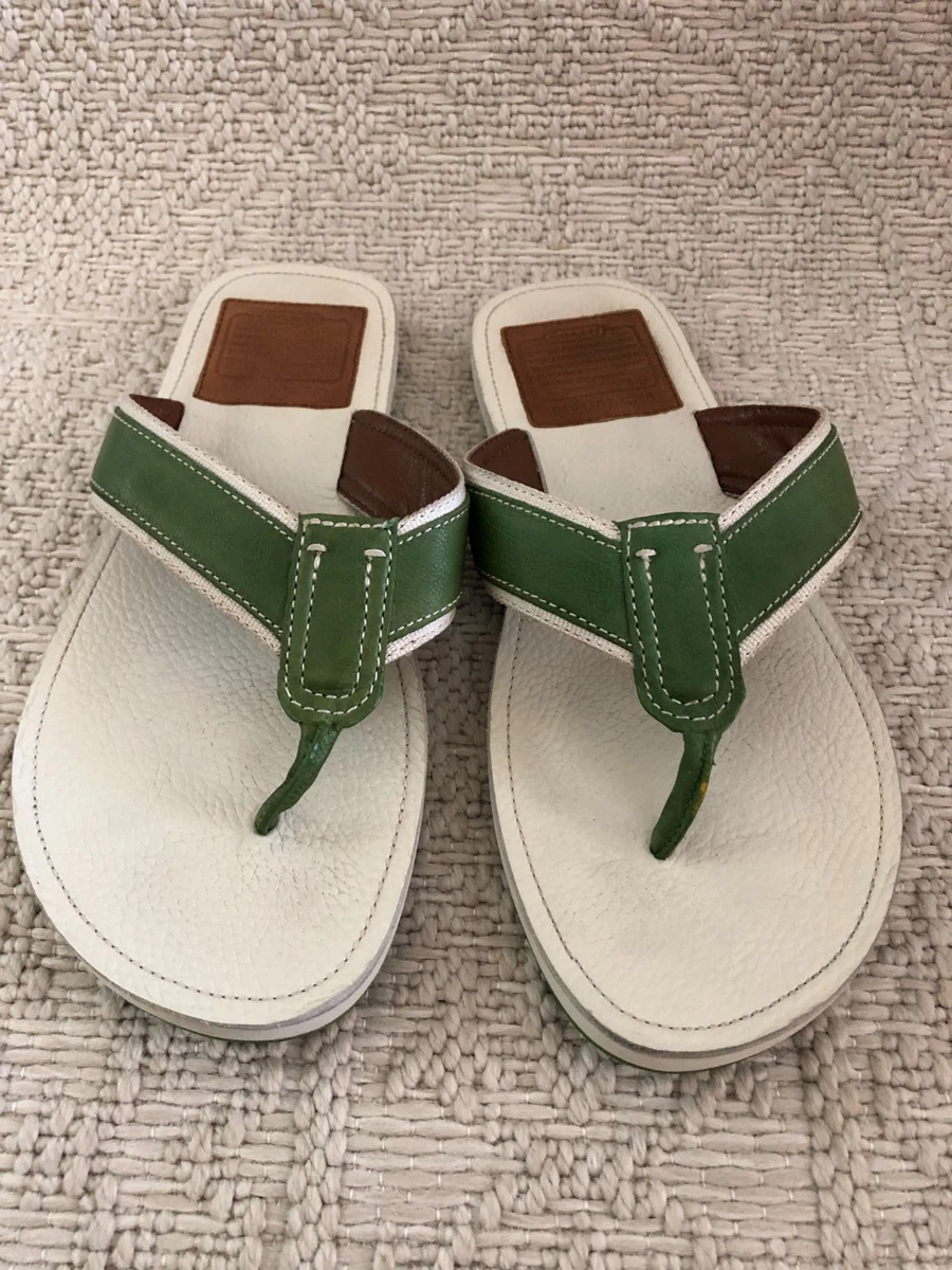 Men’s Coach White and Green Leather Flip Flop Sandals Size 12 NIB Coach Sandals for Men for sale | eBay main image 2
