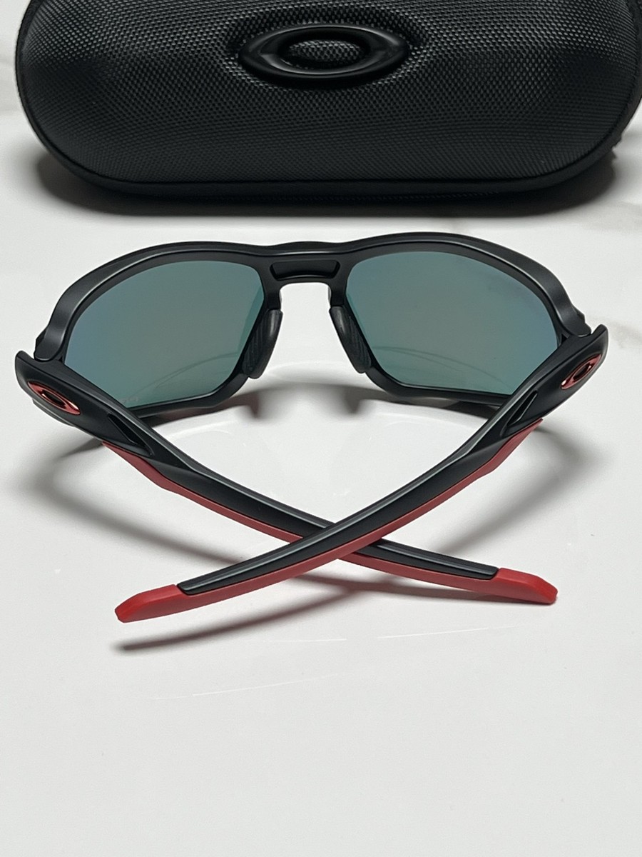 New Oakley Plazma Sunglasses Matte Black Red Frame Prizm Orange