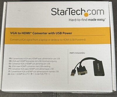 New  Startech VGA to HDMI Converter  USB Power VGA2HDU W/2ft Extension Cable
