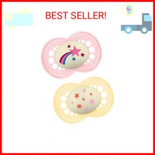 MAM Night Pacifiers 2 Count , MAM Pacifiers 6 Months, Best Pacifier for Breast