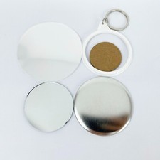 100 Sets/Pack 58mm 2-1/4" Mirror Key Chain Button Badge Parts for Button Maker
