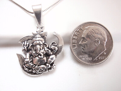 Ganesh 925 Sterling Silver Necklace Hindu God Ganesha | eBay