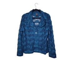 Clara Sun Woo Sequin Blazer Womens L Floral Lace Ruffle Ribbon Evening Cocktail